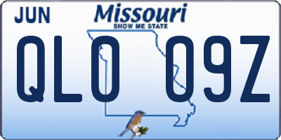 MO license plate QL0O9Z