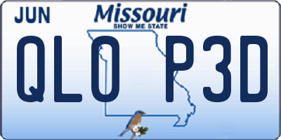 MO license plate QL0P3D