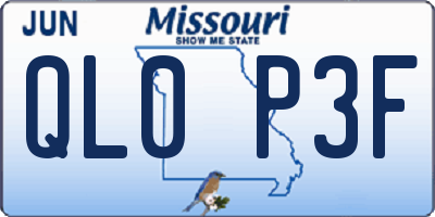 MO license plate QL0P3F