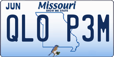 MO license plate QL0P3M