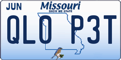 MO license plate QL0P3T