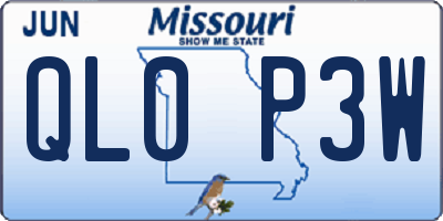 MO license plate QL0P3W