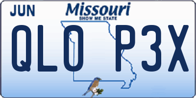 MO license plate QL0P3X
