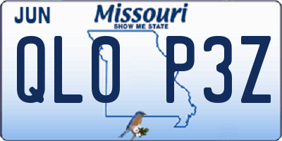 MO license plate QL0P3Z