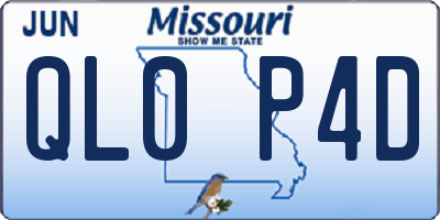 MO license plate QL0P4D