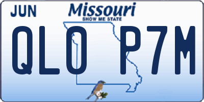 MO license plate QL0P7M