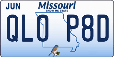 MO license plate QL0P8D
