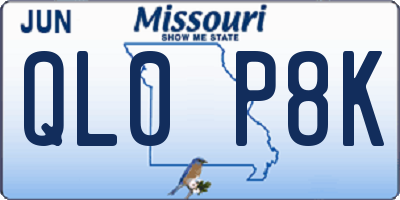 MO license plate QL0P8K
