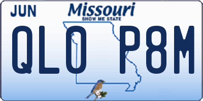 MO license plate QL0P8M