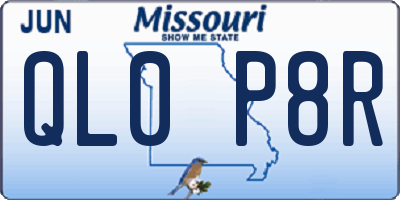 MO license plate QL0P8R
