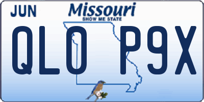 MO license plate QL0P9X