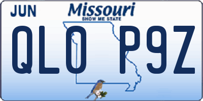 MO license plate QL0P9Z