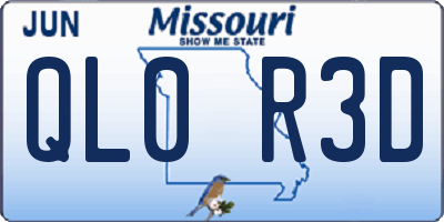 MO license plate QL0R3D