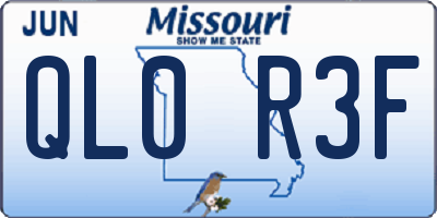 MO license plate QL0R3F