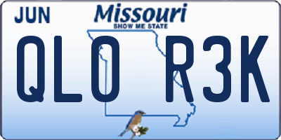 MO license plate QL0R3K