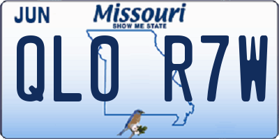 MO license plate QL0R7W