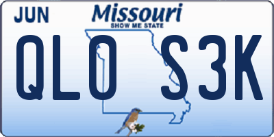 MO license plate QL0S3K