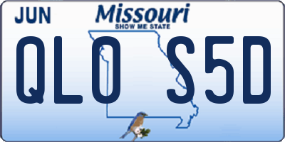 MO license plate QL0S5D