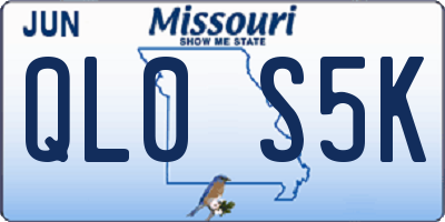 MO license plate QL0S5K