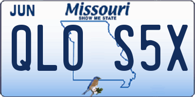 MO license plate QL0S5X