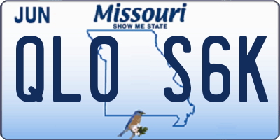 MO license plate QL0S6K