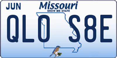 MO license plate QL0S8E