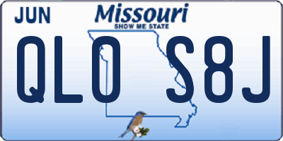 MO license plate QL0S8J