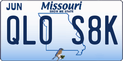 MO license plate QL0S8K