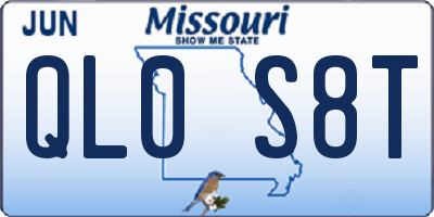 MO license plate QL0S8T