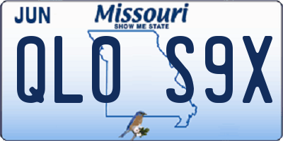 MO license plate QL0S9X
