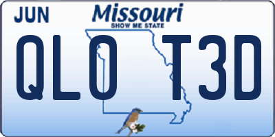 MO license plate QL0T3D