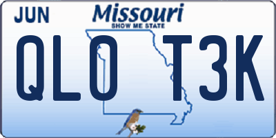 MO license plate QL0T3K