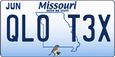 MO license plate QL0T3X