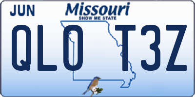MO license plate QL0T3Z