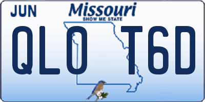 MO license plate QL0T6D