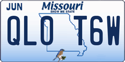 MO license plate QL0T6W