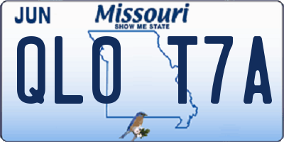 MO license plate QL0T7A