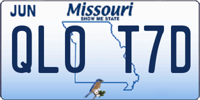 MO license plate QL0T7D