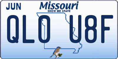 MO license plate QL0U8F