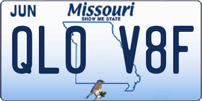 MO license plate QL0V8F