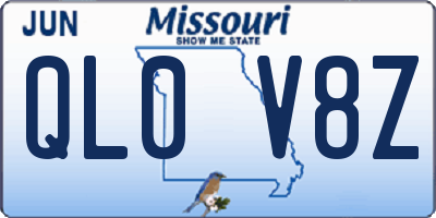 MO license plate QL0V8Z