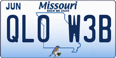 MO license plate QL0W3B