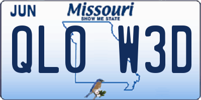MO license plate QL0W3D
