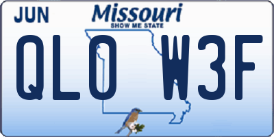 MO license plate QL0W3F
