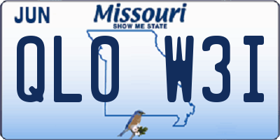 MO license plate QL0W3I