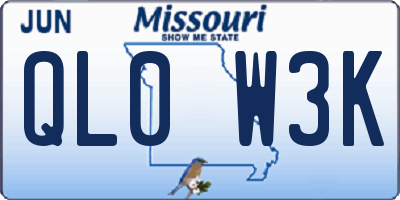 MO license plate QL0W3K
