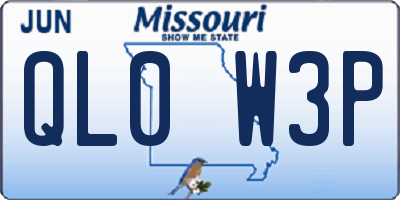 MO license plate QL0W3P