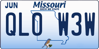 MO license plate QL0W3W