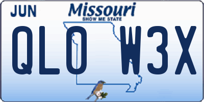 MO license plate QL0W3X