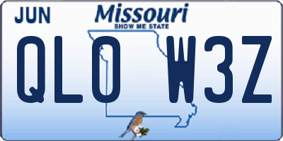 MO license plate QL0W3Z